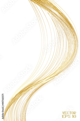 Abstract Golden and Yellow Pattern with Waves. Beige Smoke. Striped Linear Texture. Vector. 3D Illustration