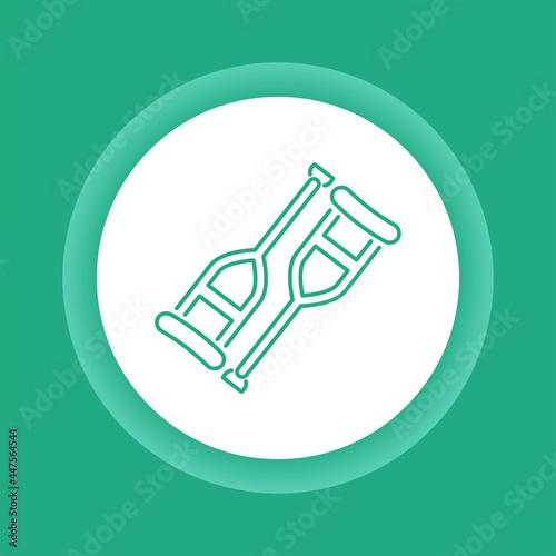 Axillary crutch color button icon. Isolated vector element.