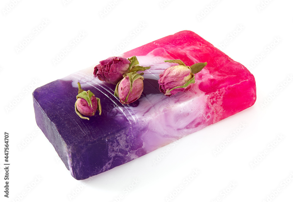 Fotografie dried rose buds and hand made soap