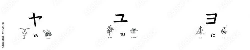 Japanese alphabets illustration Hand drawn sketch drawing. Japanese letter set. Vector illustration of calligraphy Katakana word with example. Graphic design elements. Isolated objects for education. Japanese alphabets illustration Hand drawn sketch drawing. Japanese letter set. Vector illustration of calligraphy Katakana word with example. Graphic design elements. Isolated objects for education.