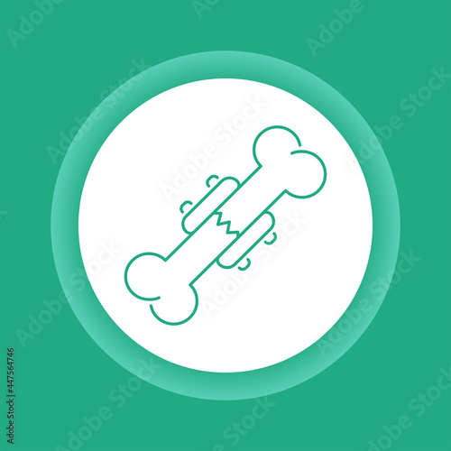 Internal implant bone color button icon. Injury treatment.