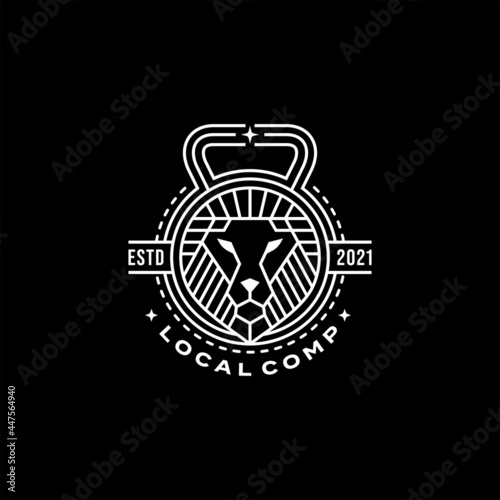 Lion Line fitness outline logo design