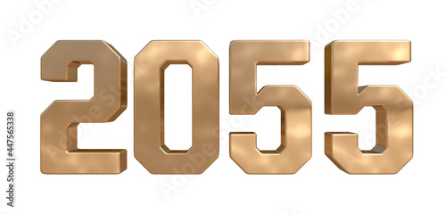 Photos 2055 golden bold letters isolated on white 3d-illustration
