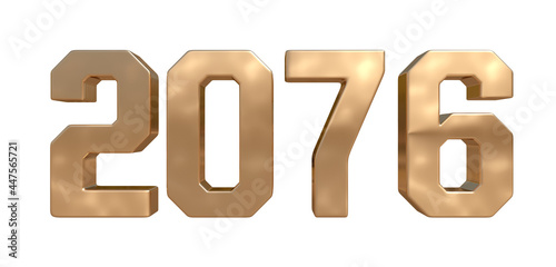 Tableau sur toile 2076 golden bold letters isolated on white 3d-illustration