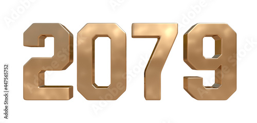 Cuadro en lienzo 2079 golden bold letters isolated on white 3d-illustration