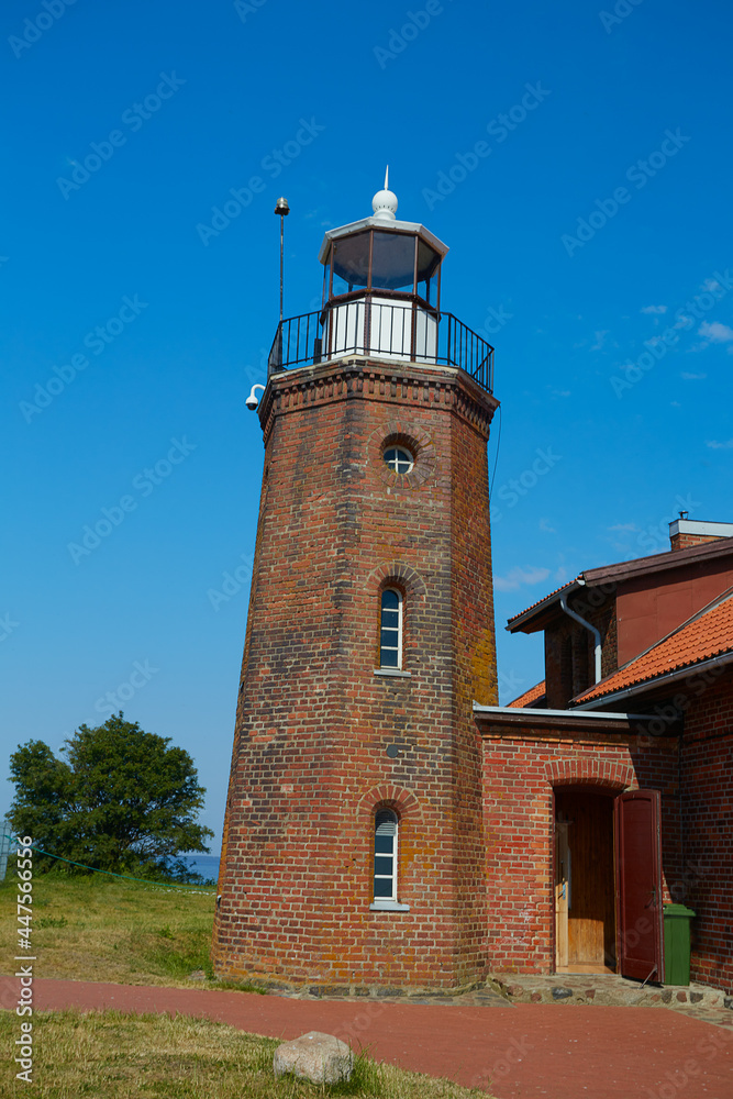 Beautiful lighthouse, sightseeing in Ventes Ragas, Lithuania