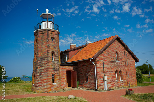 Beautiful lighthouse, sightseeing in Ventes Ragas, Lithuania photo