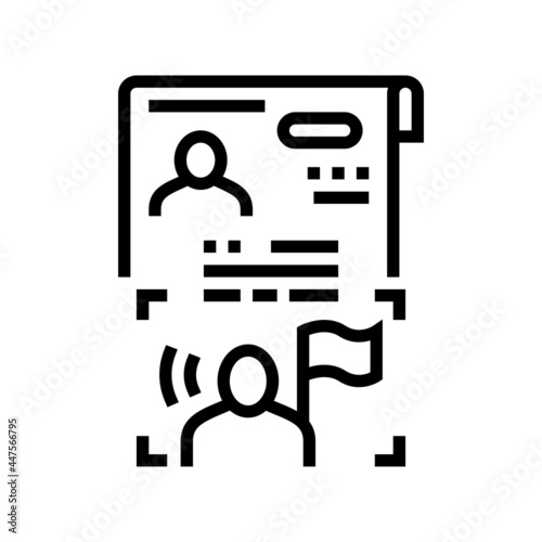 visa as political asylum line icon vector. visa as political asylum sign. isolated contour symbol black illustration