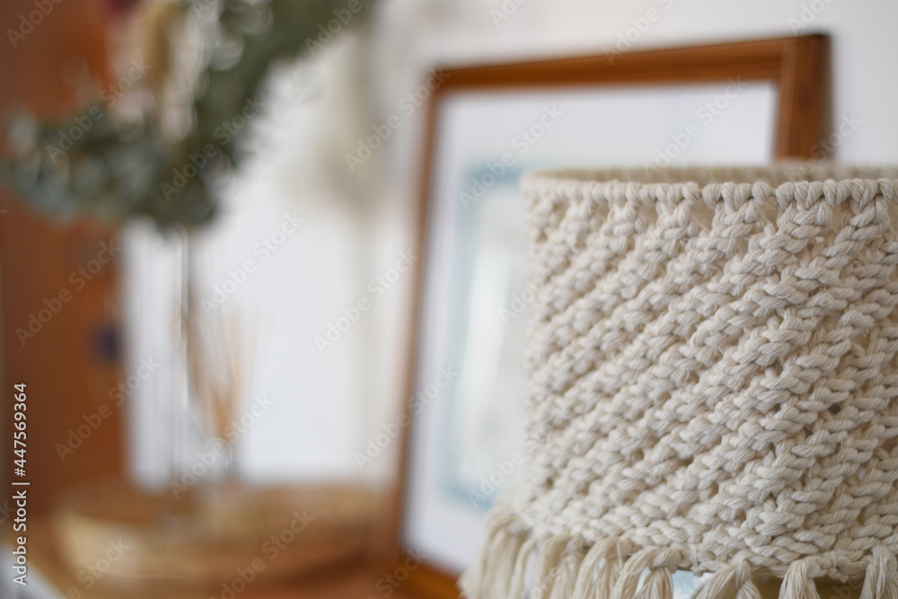 a beautiful woven woolen lamp on the table a beautiful woven woolen lamp on the table