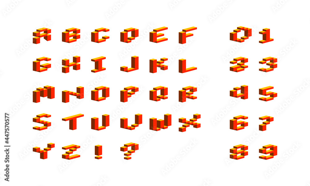 vector, alphabet, 3d, font, pixel vector, alphabet, 3d, font, pixel