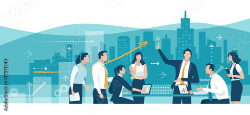 Business illustration. Teamwork meeting concept. Vector illustration.
