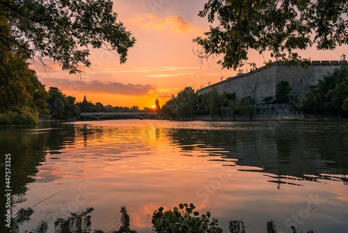 Nanjing city at sunset in summer