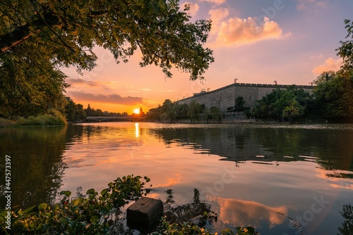 Nanjing city at sunset in summer