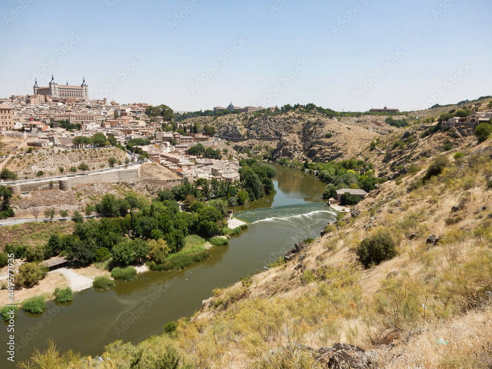 The Hilltop City of Toledo Spain with the Alcázar of Toledo  Spainish Castle