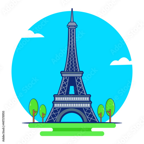 Eiffel Tower icon flat isolated ilustration vector. Building Traveling Icon in Paris.
