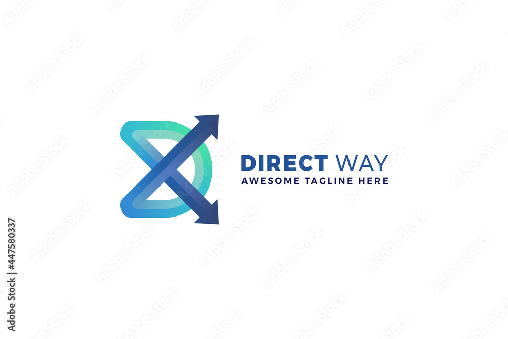 Letter D blue color direct way 3d arrow technological business logo Letter D blue color direct way 3d arrow technological business logo