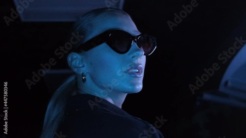beautiful girl in sunglasses posing