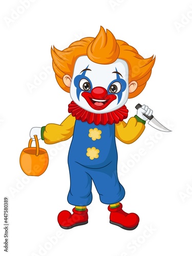 Cartoon boy wearing halloween clown costume