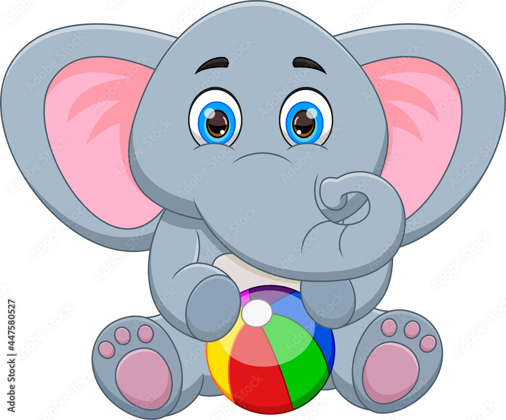 cute baby elephant with inflatable ball cute baby elephant with inflatable ball
