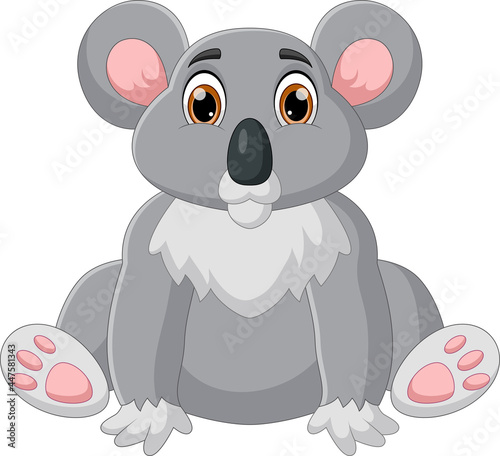 funny koala cartoon on white background