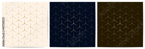   Set of abstract geometric seamless pattern with golden lines luxury of dark navy,white,and gold background
