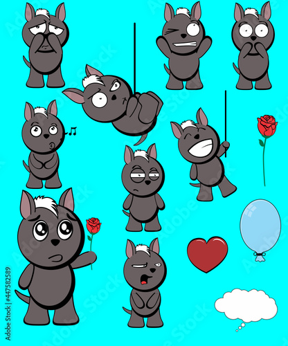 Little xoloitzcuintle mexican dog character cartoon expressions pack collection in vector format 