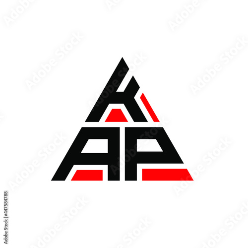 KAP triangle letter logo design with triangle shape. KAP triangle logo design monogram. KAP triangle vector logo template with red color. KAP triangular logo Simple, Elegant, and Luxurious Logo. KAP 
