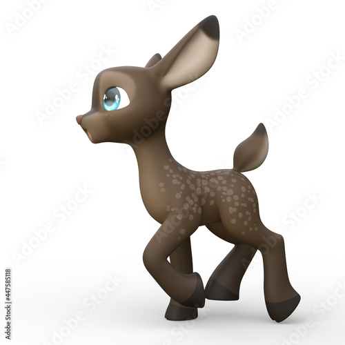 3D Rendering of an Isolated Funny Cartoon Deer