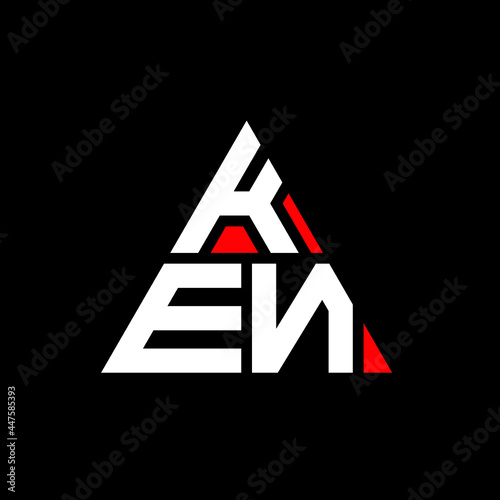 KEN triangle letter logo design with triangle shape. KEN triangle logo design monogram. KEN triangle vector logo template with red color. KEN triangular logo Simple, Elegant, and Luxurious Logo. KEN  photo