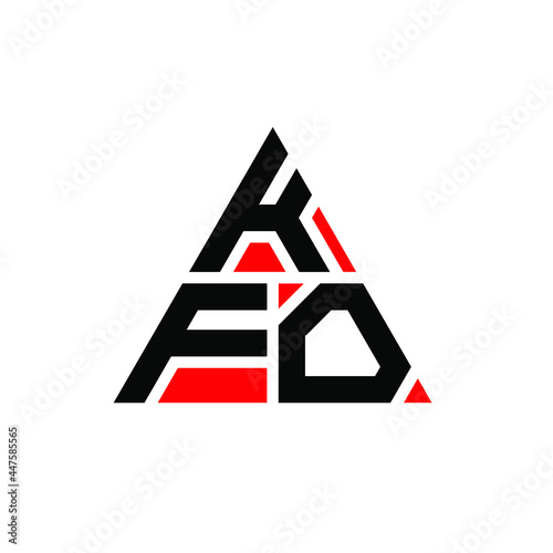 KFO triangle letter logo design with triangle shape. KFO triangle logo design monogram. KFO triangle vector logo template with red color. KFO triangular logo Simple, Elegant, and Luxurious Logo. KFO  photo