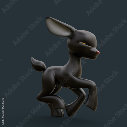 3D Rendering of an Isolated Funny Cartoon Deer