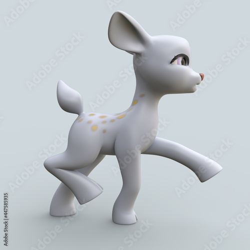 3D Rendering of an Isolated Funny Cartoon Deer