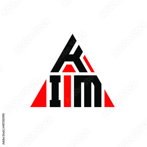 KIM triangle letter logo design with triangle shape. KIM triangle logo design monogram. KIM triangle vector logo template with red color. KIM triangular logo Simple, Elegant, and Luxurious Logo. KIM  photo