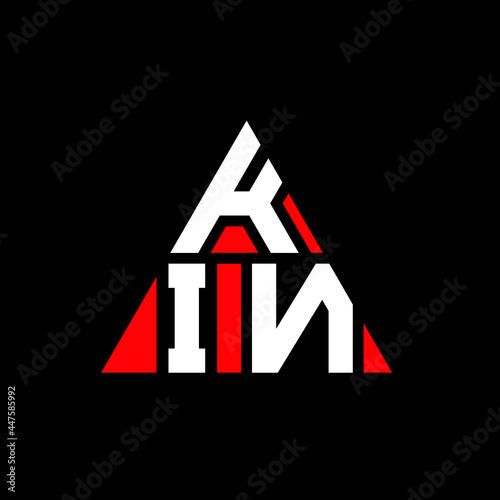 KIN triangle letter logo design with triangle shape. KIN triangle logo design monogram. KIN triangle vector logo template with red color. KIN triangular logo Simple, Elegant, and Luxurious Logo. KIN 