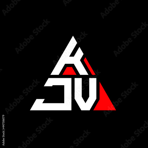 KJV triangle letter logo design with triangle shape. KJV triangle logo design monogram. KJV triangle vector logo template with red color. KJV triangular logo Simple, Elegant, and Luxurious Logo. KJV  photo