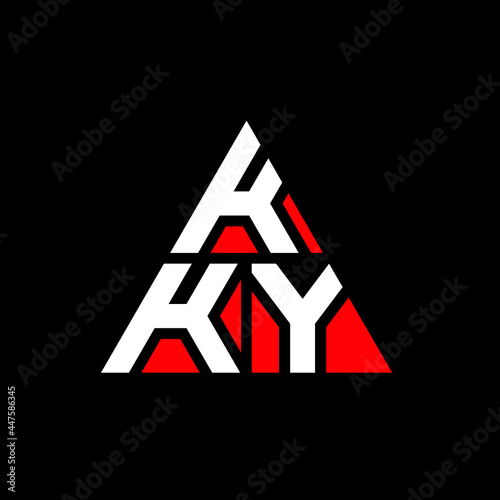 KKY triangle letter logo design with triangle shape. KKY triangle logo design monogram. KKY triangle vector logo template with red color. KKY triangular logo Simple, Elegant, and Luxurious Logo. KKY  photo