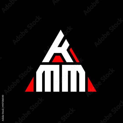 KMM triangle letter logo design with triangle shape. KMM triangle logo design monogram. KMM triangle vector logo template with red color. KMM triangular logo Simple, Elegant, and Luxurious Logo. KMM  photo