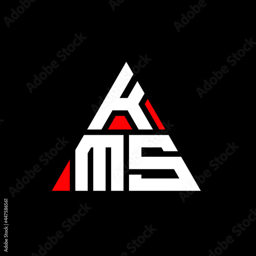 KMS triangle letter logo design with triangle shape. KMS triangle logo design monogram. KMS triangle vector logo template with red color. KMS triangular logo Simple, Elegant, and Luxurious Logo. KMS  photo