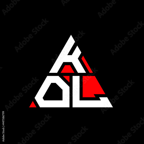 KOL triangle letter logo design with triangle shape. KOL triangle logo design monogram. KOL triangle vector logo template with red color. KOL triangular logo Simple, Elegant, and Luxurious Logo. KOL 