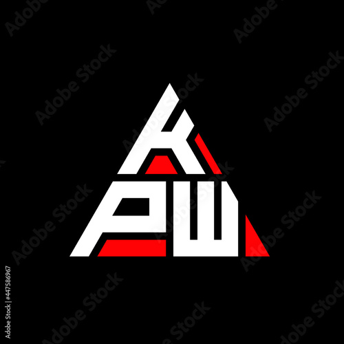 KPW triangle letter logo design with triangle shape. KPW triangle logo design monogram. KPW triangle vector logo template with red color. KPW triangular logo Simple, Elegant, and Luxurious Logo. KPW  photo