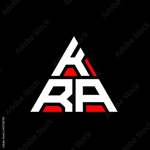 KRA triangle letter logo design with triangle shape. KRA triangle logo design monogram. KRA triangle vector logo template with red color. KRA triangular logo Simple, Elegant, and Luxurious Logo. KRA 