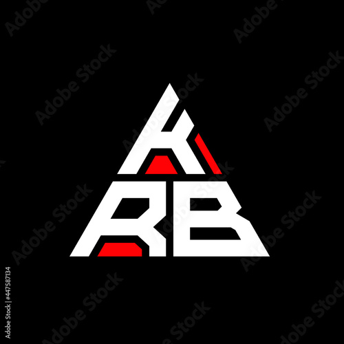KRB triangle letter logo design with triangle shape. KRB triangle logo design monogram. KRB triangle vector logo template with red color. KRB triangular logo Simple, Elegant, and Luxurious Logo. KRB 