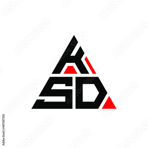 KSD triangle letter logo design with triangle shape. KSD triangle logo design monogram. KSD triangle vector logo template with red color. KSD triangular logo Simple, Elegant, and Luxurious Logo. KSD  photo