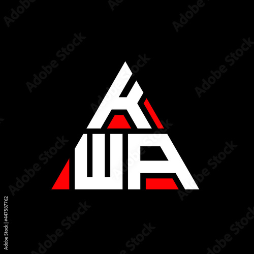 KWA triangle letter logo design with triangle shape. KWA triangle logo design monogram. KWA triangle vector logo template with red color. KWA triangular logo Simple, Elegant, and Luxurious Logo. KWA 