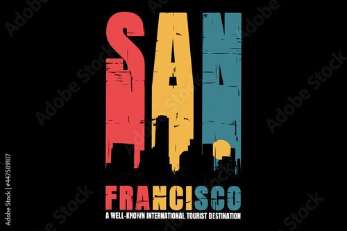 T-shirt silhouette city san francisco retro style