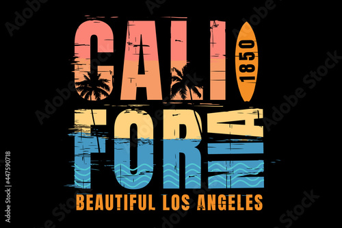 typography california beautiful beach retro style