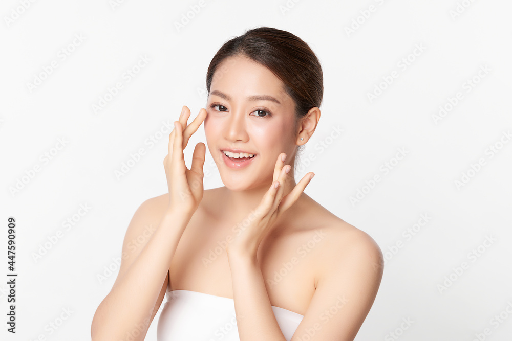 Beautiful young asian woman with clean fresh skin on white background, Face care, Facial treatment, Cosmetology, beauty and spa, Asian women portrait. Beautiful young asian woman with clean fresh skin on white background, Face care, Facial treatment, Cosmetology, beauty and spa, Asian women portrait.