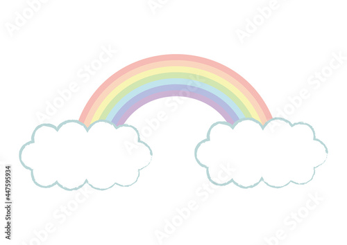 パステルカラーのにじと雲