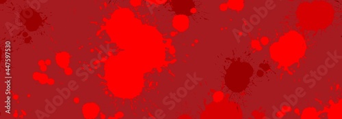 Abstract Red Ink Splashes on Red Background. Abstract Drop of Blood. Procreate digital Art 