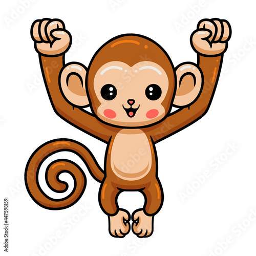 Cute baby monkey cartoon posing